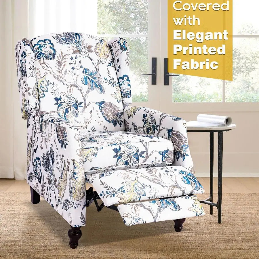 XMSJ Century Modern Wingback Recliner Chair for Adults Manual Reclining