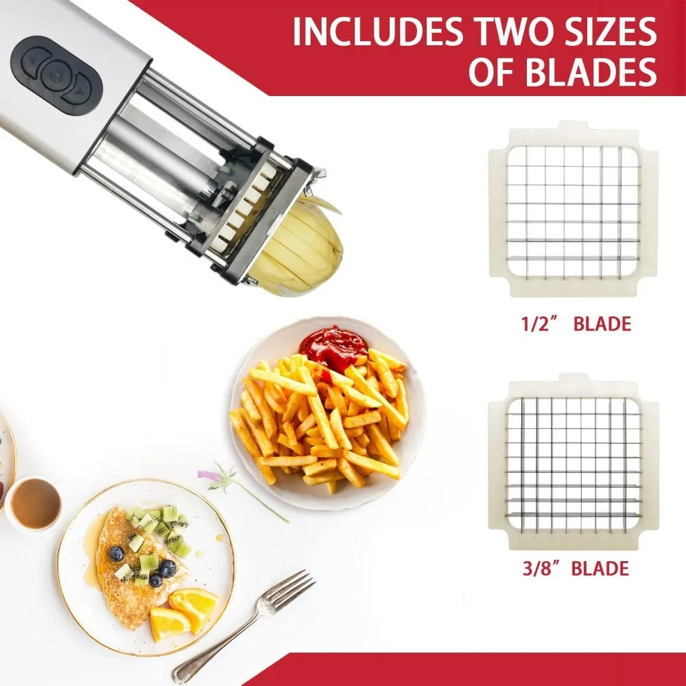 Electric French Fry Cutter With Dual Blades Stainless Steel Kitchen Tool