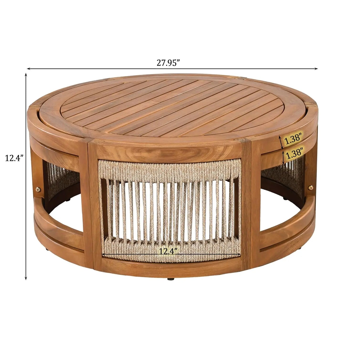 Acacia Wood Outdoor 4 Piece All Weather Patio Conversation Set