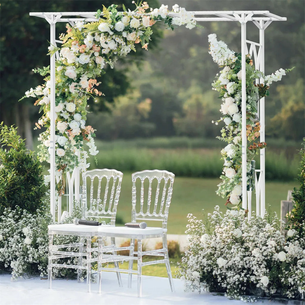 White Garden Arch Arbor Metal Outdoor Pergola Trellis