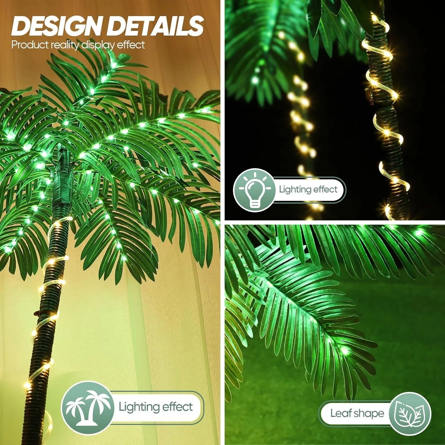 Palm Tree Lights 192 LED Outdoor Decor for Patio Yard