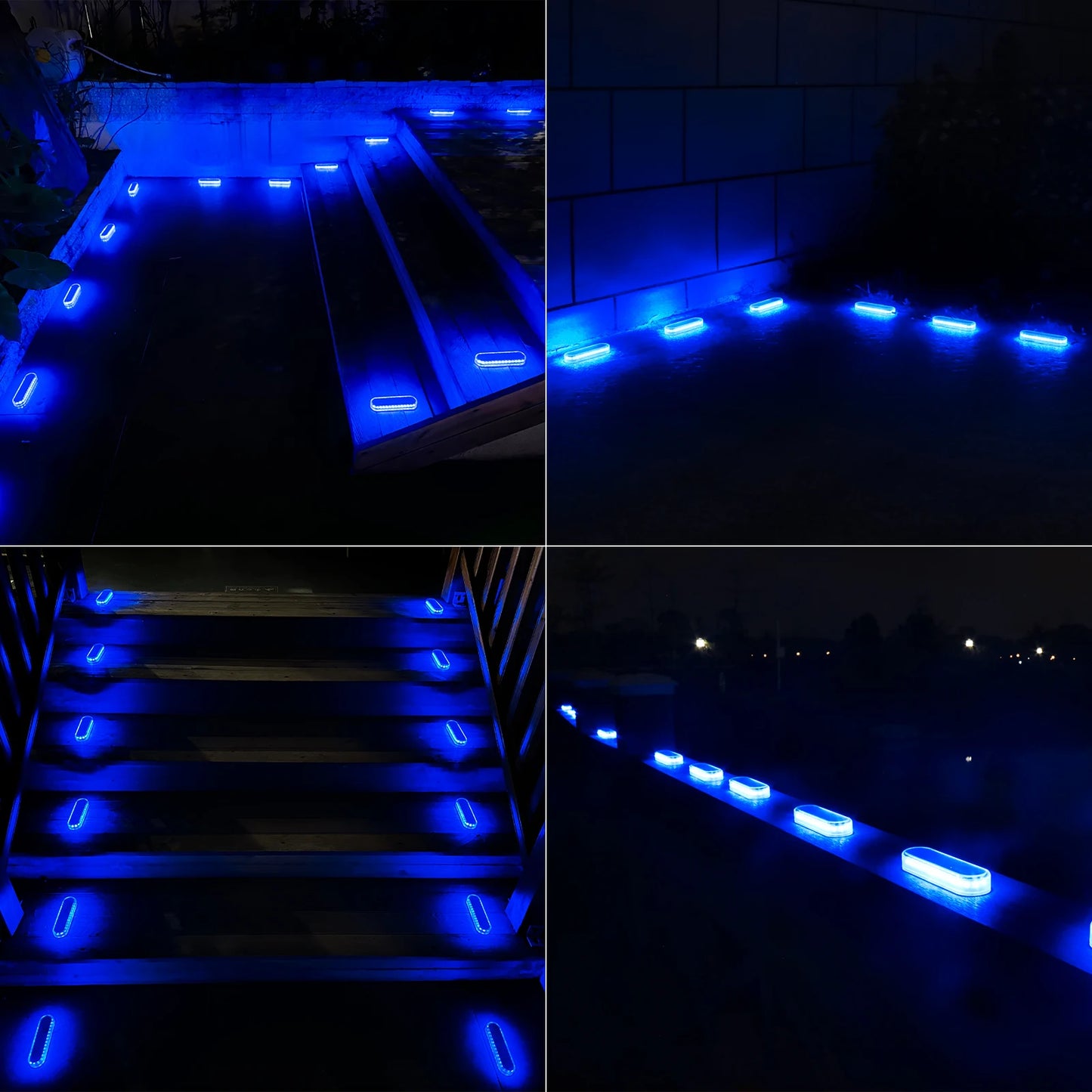 Solar LED Deck Lights 4 Pack Auto On Off IP68 Outdoor Waterproof