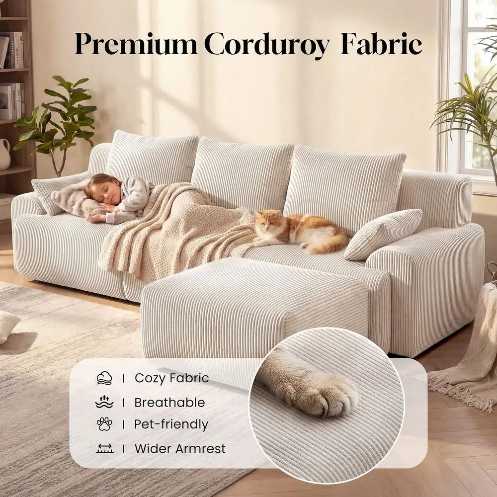 Boneless Cloud Sectional Couch With Curved L-Shape Design
