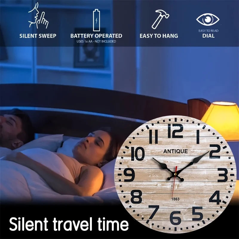XMSJ Round Wall Clock Silent Noiseless Easy Read Decor Gift