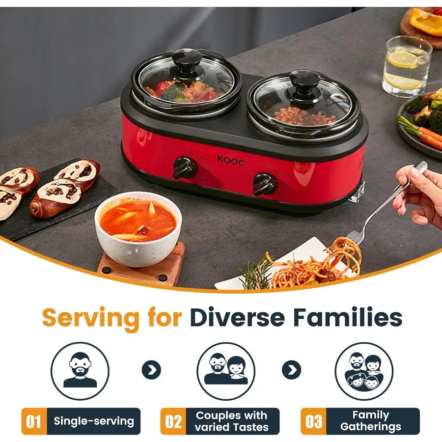 Abay Double Slow Cooker Buffet Server With Two Mini Pots