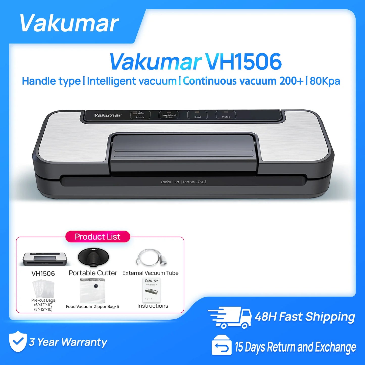Vakumar VH1506 Vacuum Sealer Machine For Sous Vide Family Kitchen