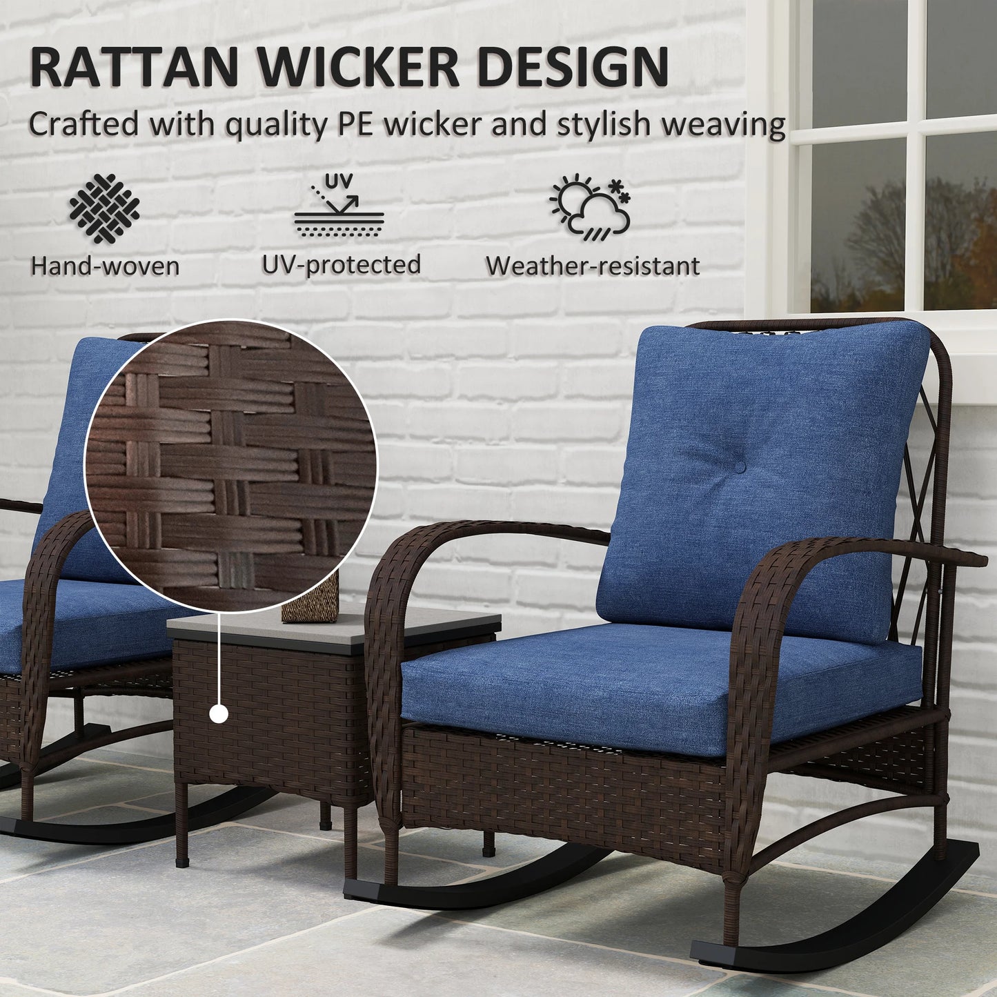 Patio Furniture Set With Rocking Chairs And Coffee Table