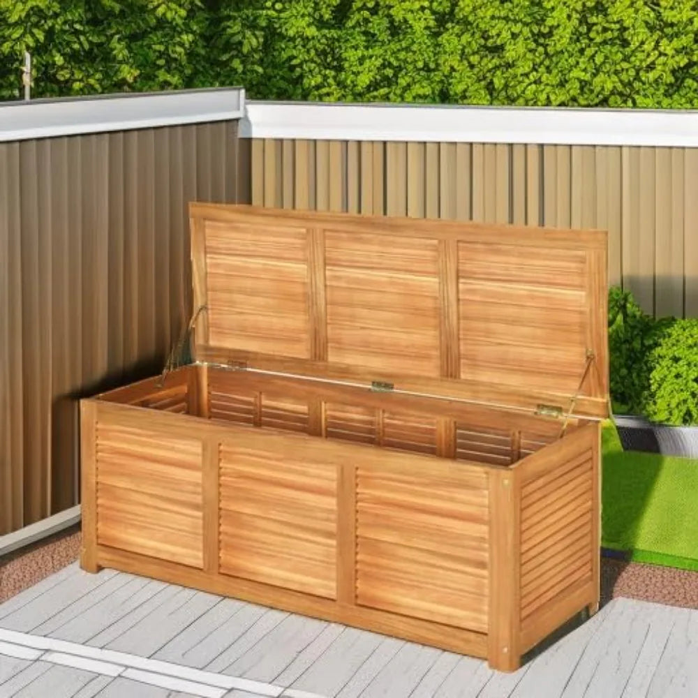 Acacia Wood Deck Box Outdoor Storage Bench for Patio