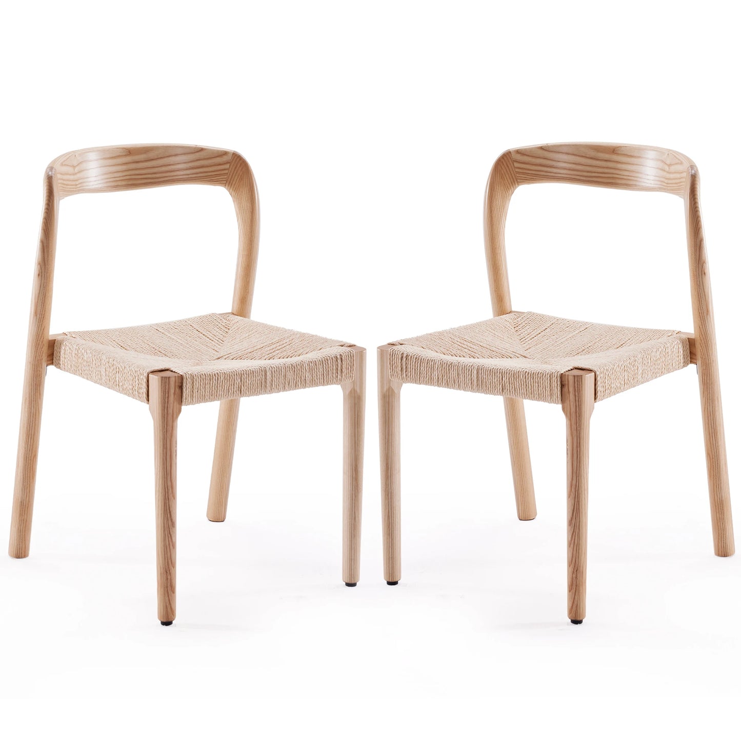Farini Two Ash Wood Stackable Dining Chairs Mid Century Modern