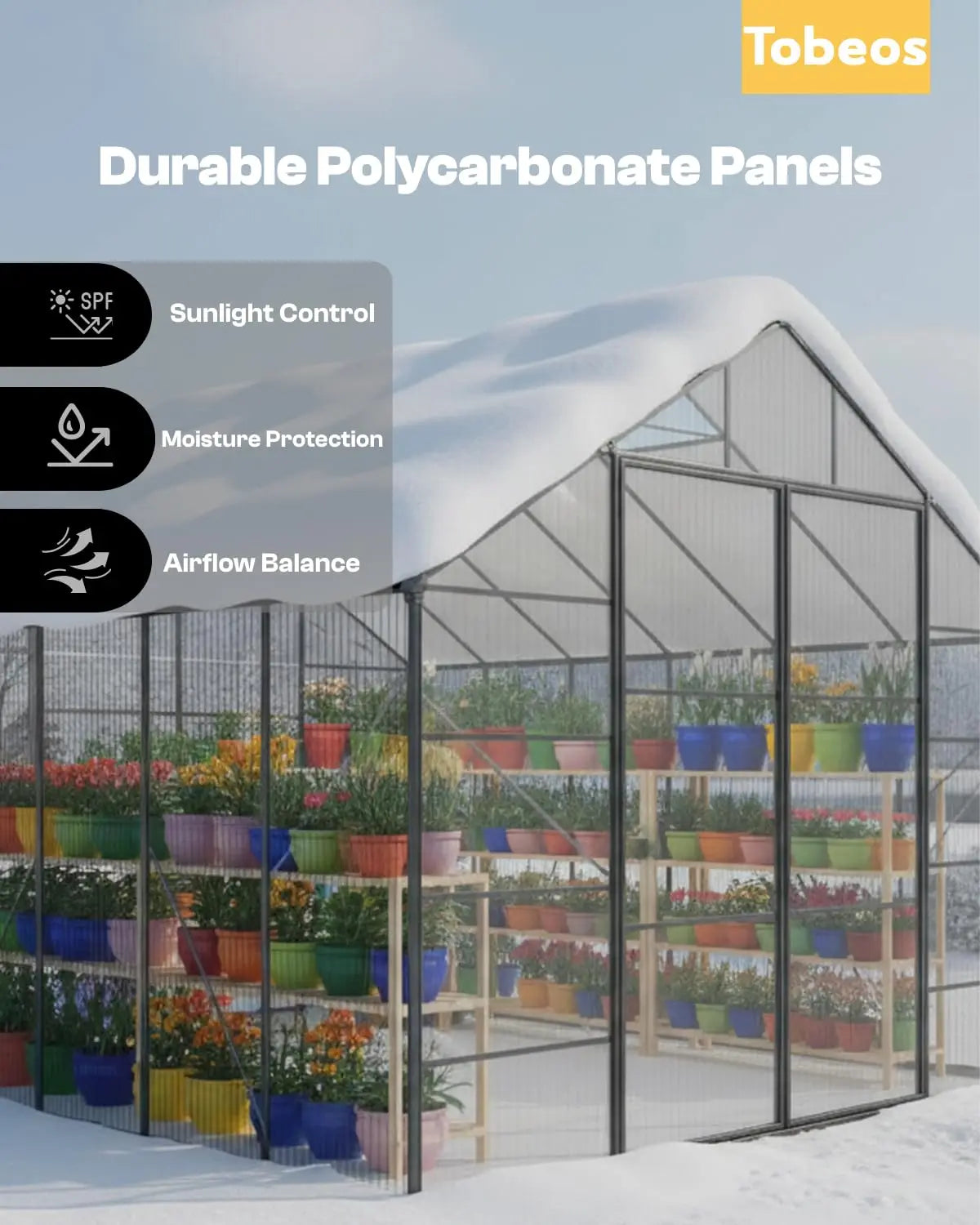 Walk-In Aluminum Frame Polycarbonate Greenhouse For Outdoor Gardens