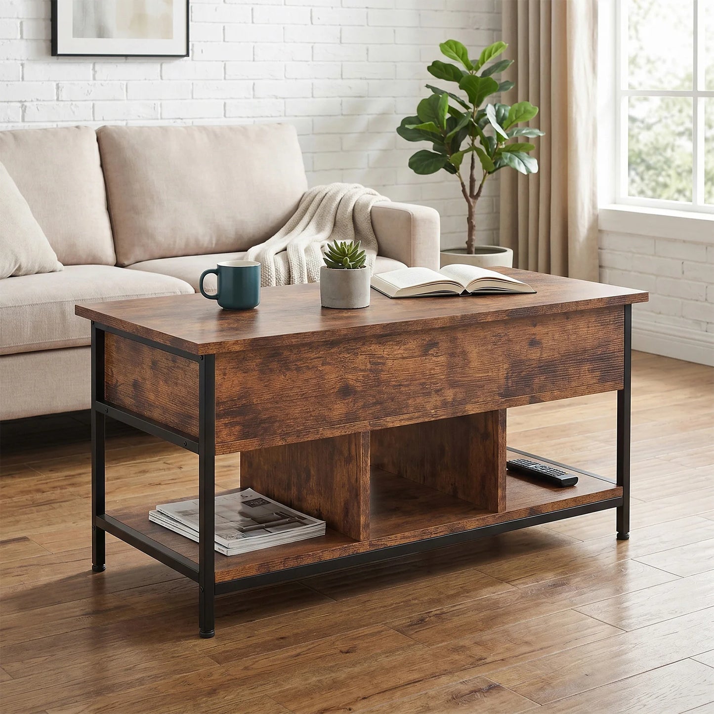 Lift Top Coffee Table With Hidden Storage Compartment