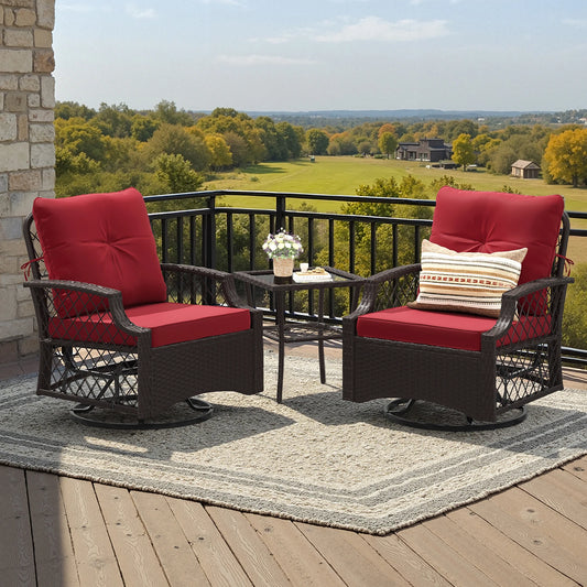 Farini 3-Piece Swivel Patio Bistro Set All-Weather Wicker