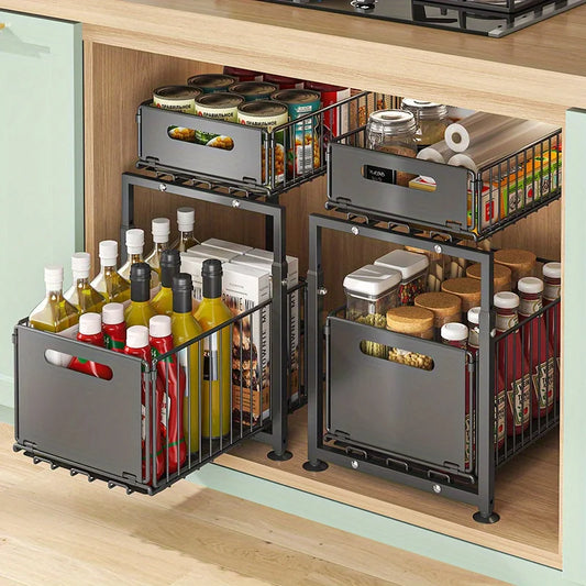 AEHOME 2 Tier Slide Out Cabinet Organizer Under Sink Storage