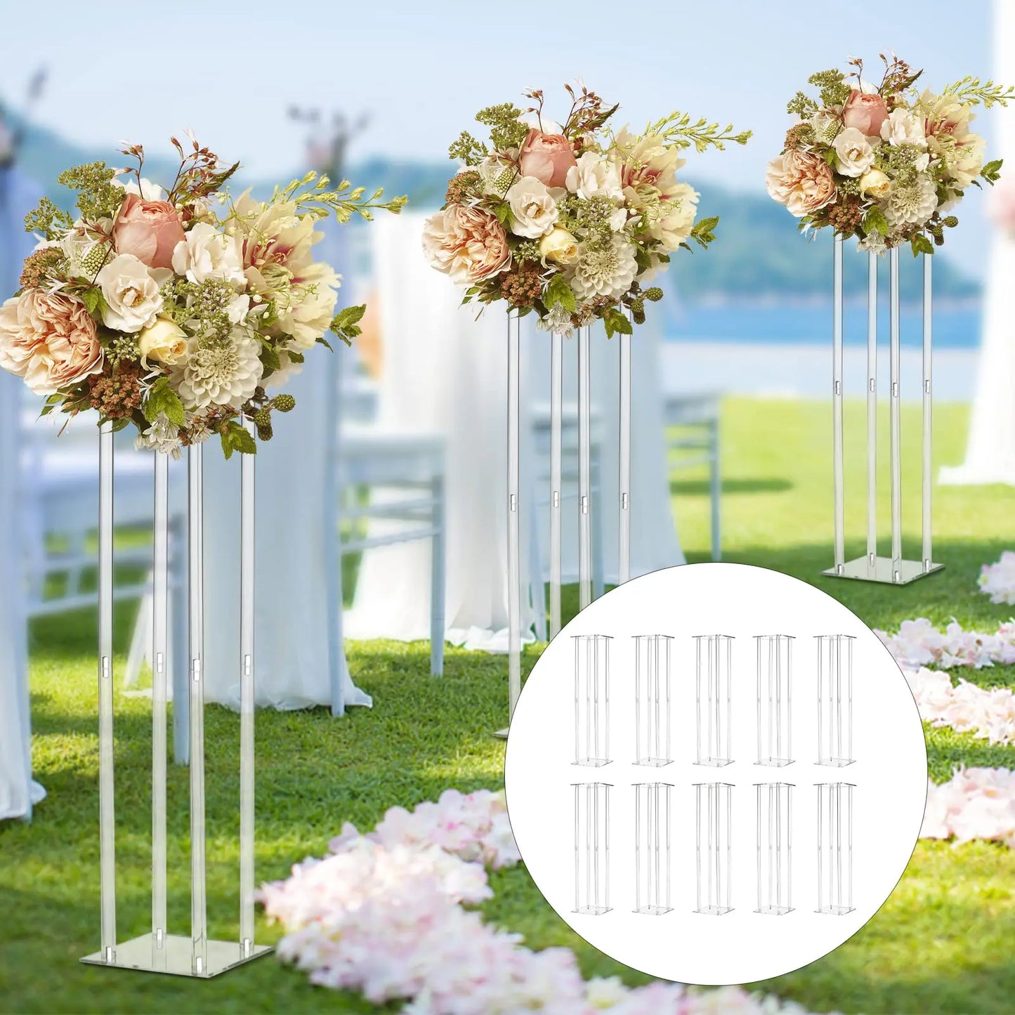 Transparent Acrylic Vase Column Stand For Elegant Wedding Centerpiece