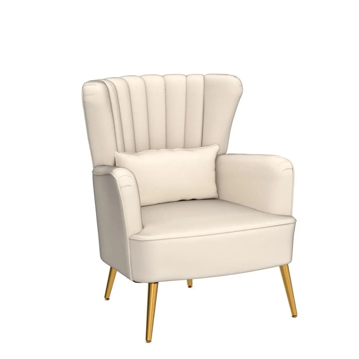 Wingback Armchair With Pillow Upholstered Reading Chair For Living Rooms