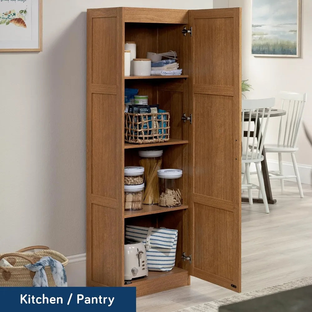 Highland Oak Pantry Storage Cabinet With Versatile Organizing Space