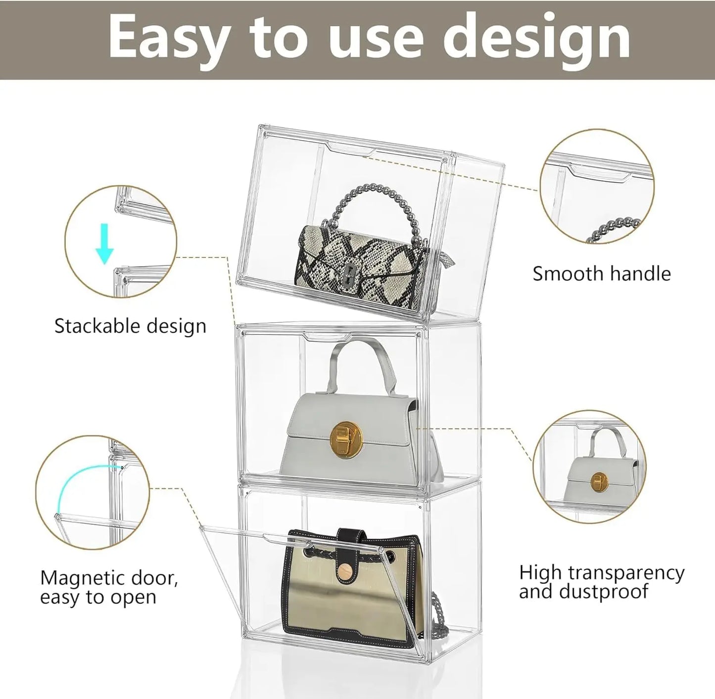 Clear Display Box Organizer With Magnetic Door Large Capacity Storage