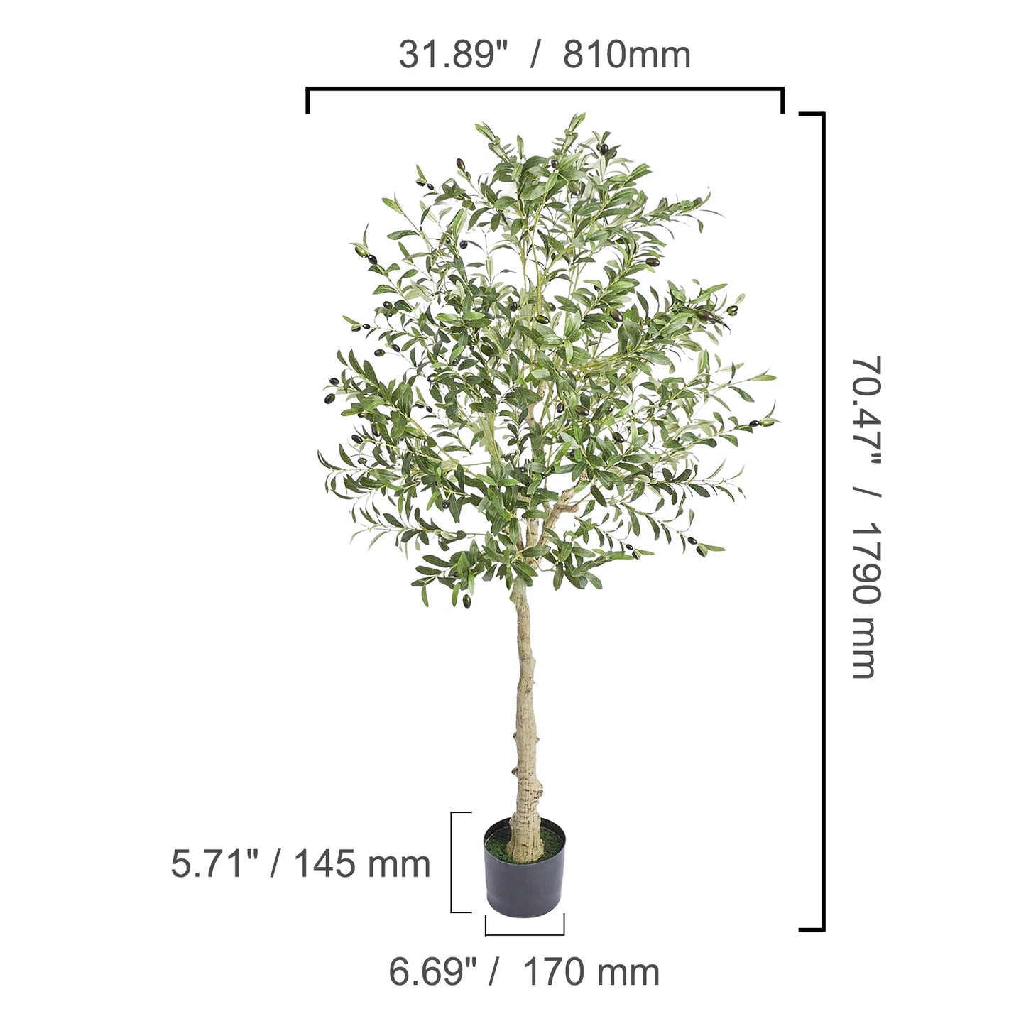 SucceBuy Artificial Olive Tree Anti-Tip Low-Maintenance Faux Plant