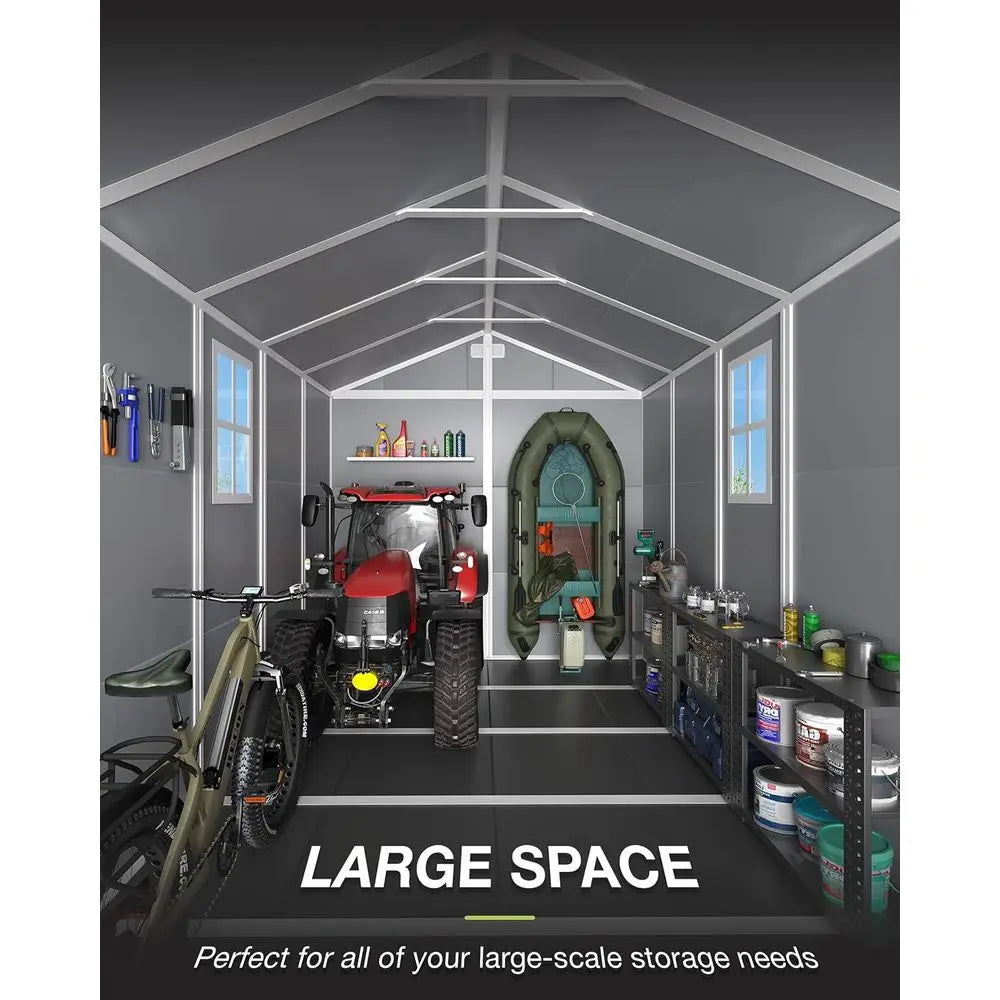 Resin Outdoor Storage Shed With Floor Lockable Door Window Vents