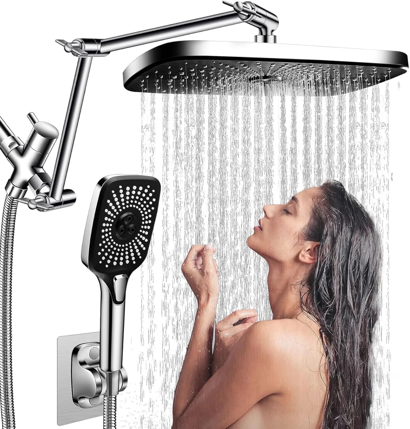 APWIKOGER 12 Inch Shower Faucet Set With Adjustable Handheld Spray
