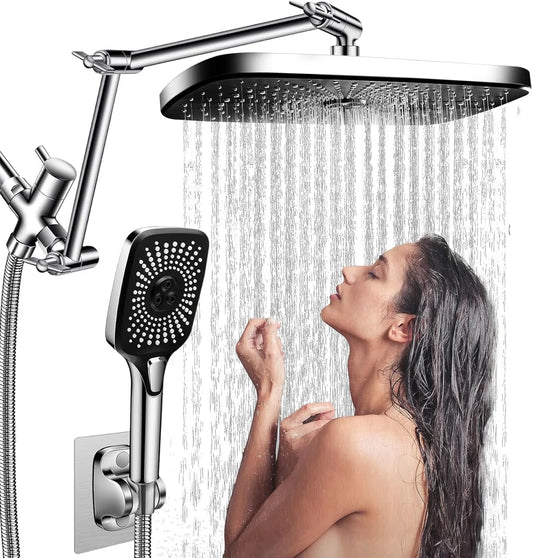 APWIKOGER 12 Inch Shower Faucet Set With Adjustable Handheld Spray