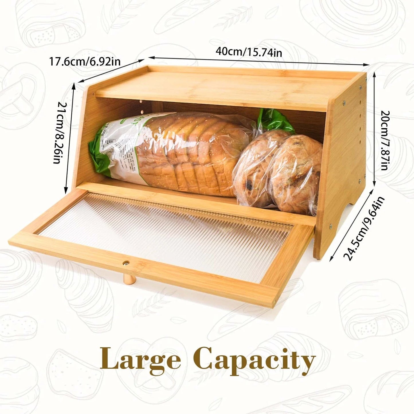 Bamboo Bread Box Airtight Storage for Kitchen Countertop