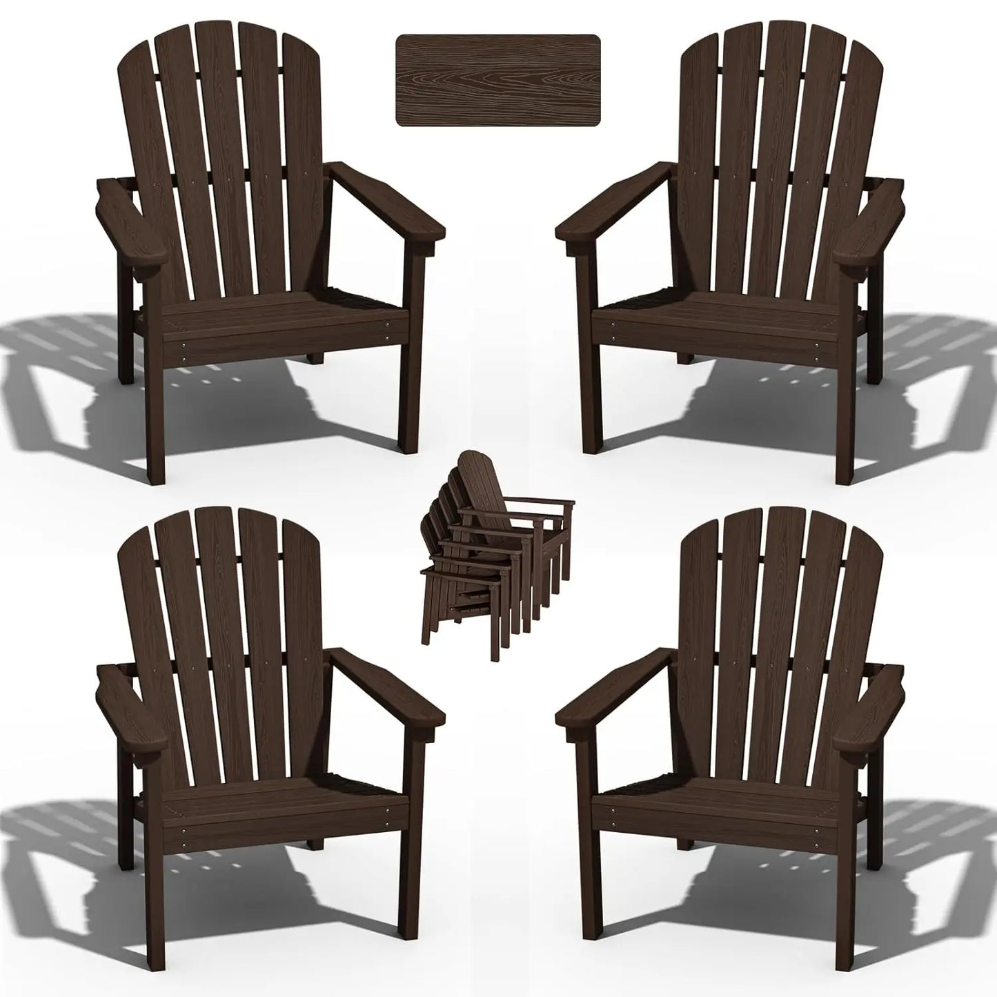 Outdoor Patio Stackable HDPE Adirondack Chairs Set of 4