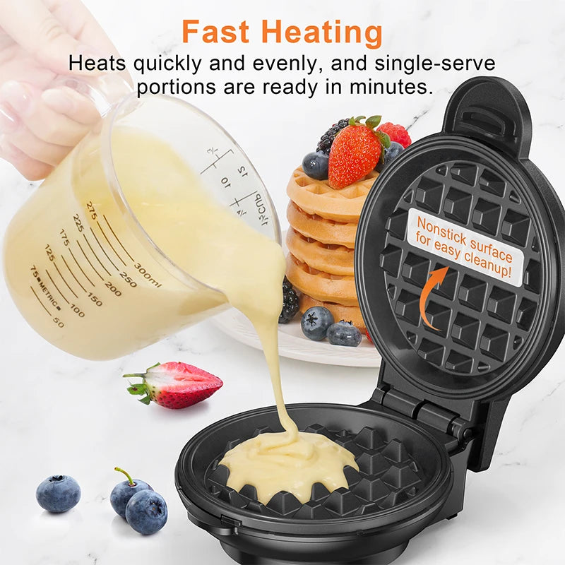 Crownful 250W Mini Waffle Maker Interchangeable Sandwich Cake Plates