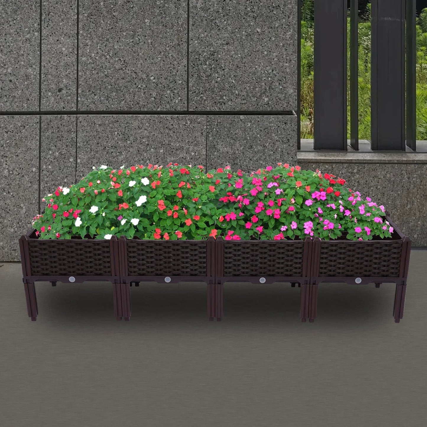 Raised Garden Box Set 4 Piece For Patio And Balcony