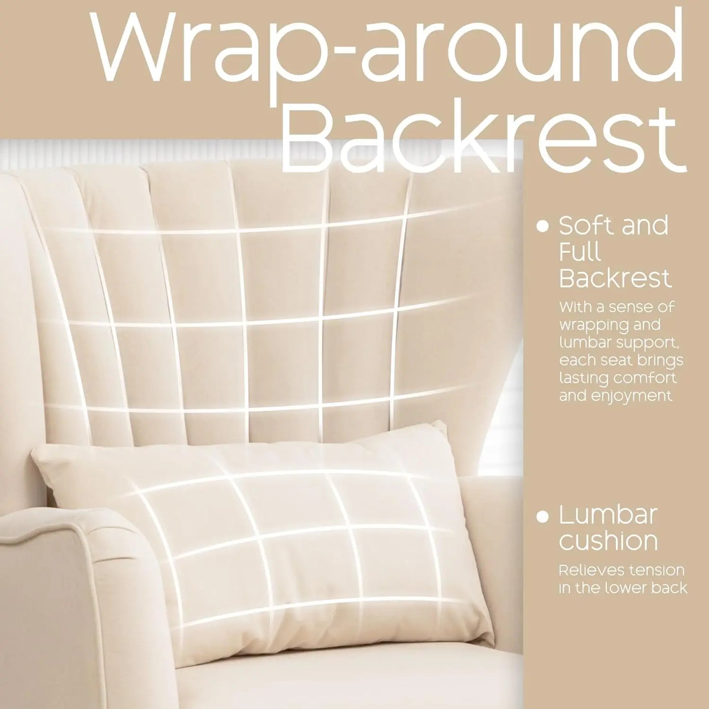Wingback Armchair With Pillow Upholstered Reading Chair For Living Rooms
