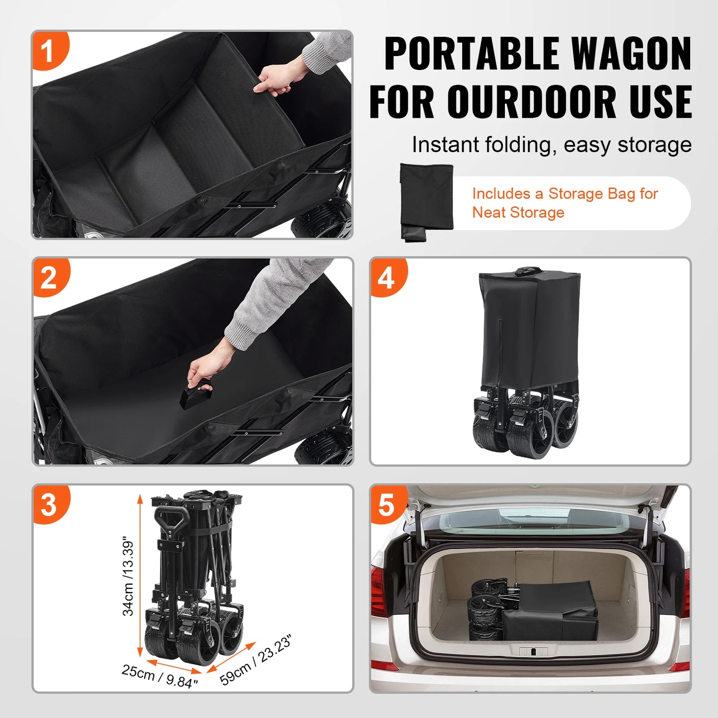 SucceBuy Collapsible Folding Wagon All Terrain Beach Cart