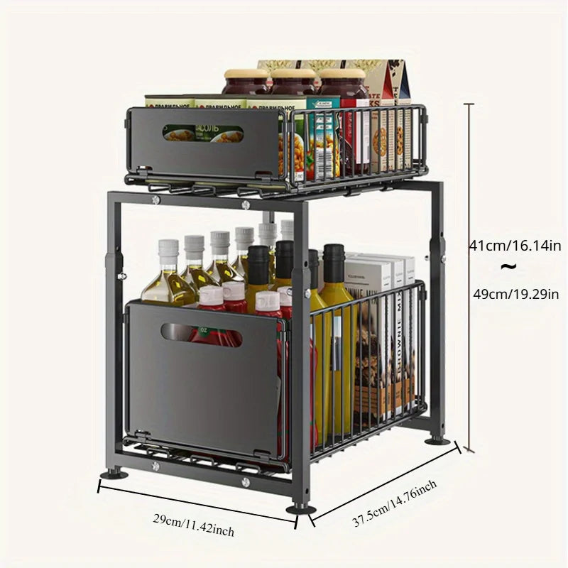 AEHOME 2 Tier Slide Out Cabinet Organizer Under Sink Storage