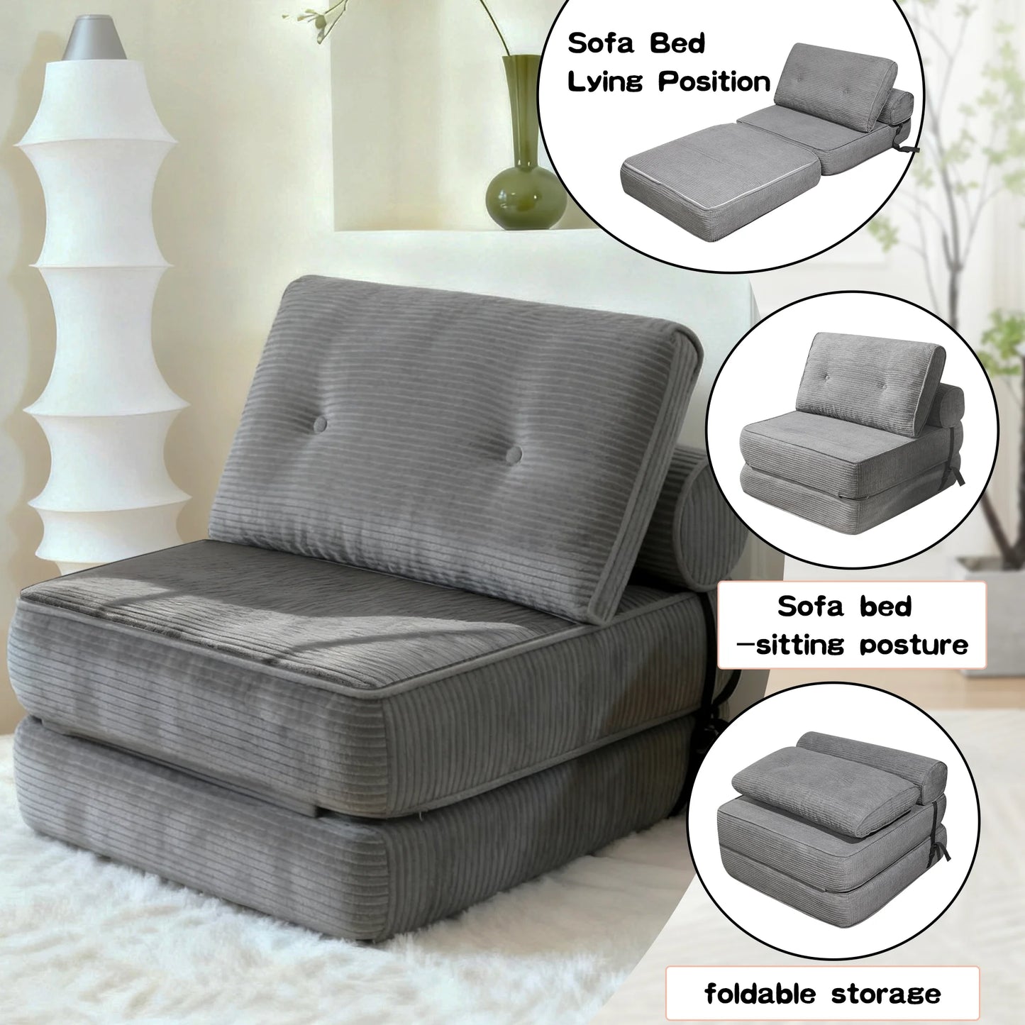 LISM Space Saving Sofa Bed With Vacuum Compression Mattress