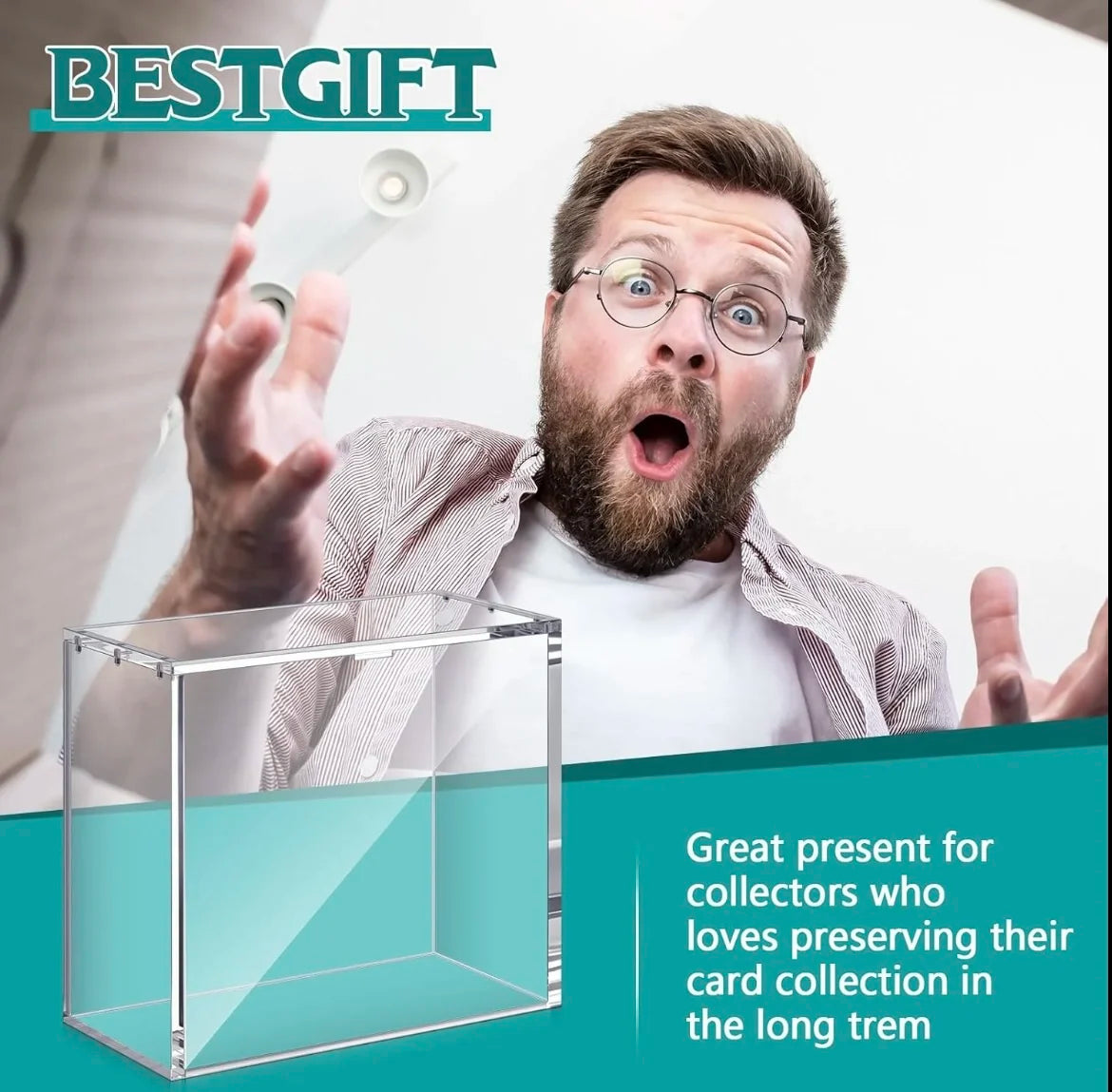 ETB Acrylic Clear Display Case With Magnetic Lid Dustproof Stackable