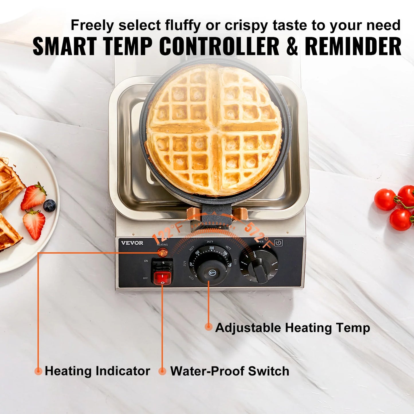 SucceBuy Electric Waffle Maker Stainless Steel Non Stick Waffle Iron