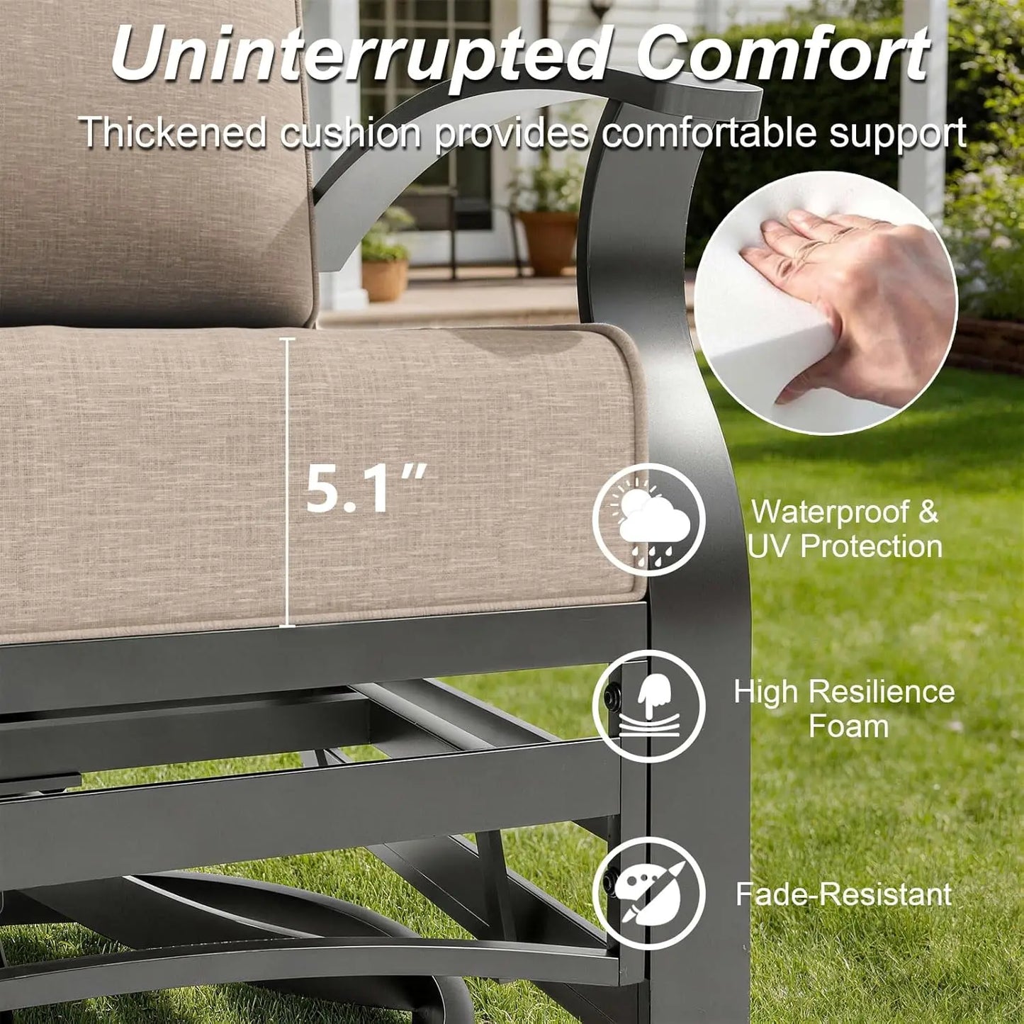 GUOHE Aluminum Patio Set With Swivel Chairs And Ottomans