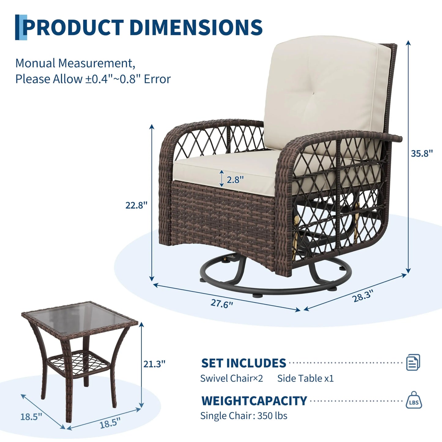 HobbyLane Outdoor Wicker Conversation Set 3 Piece With Glass Table