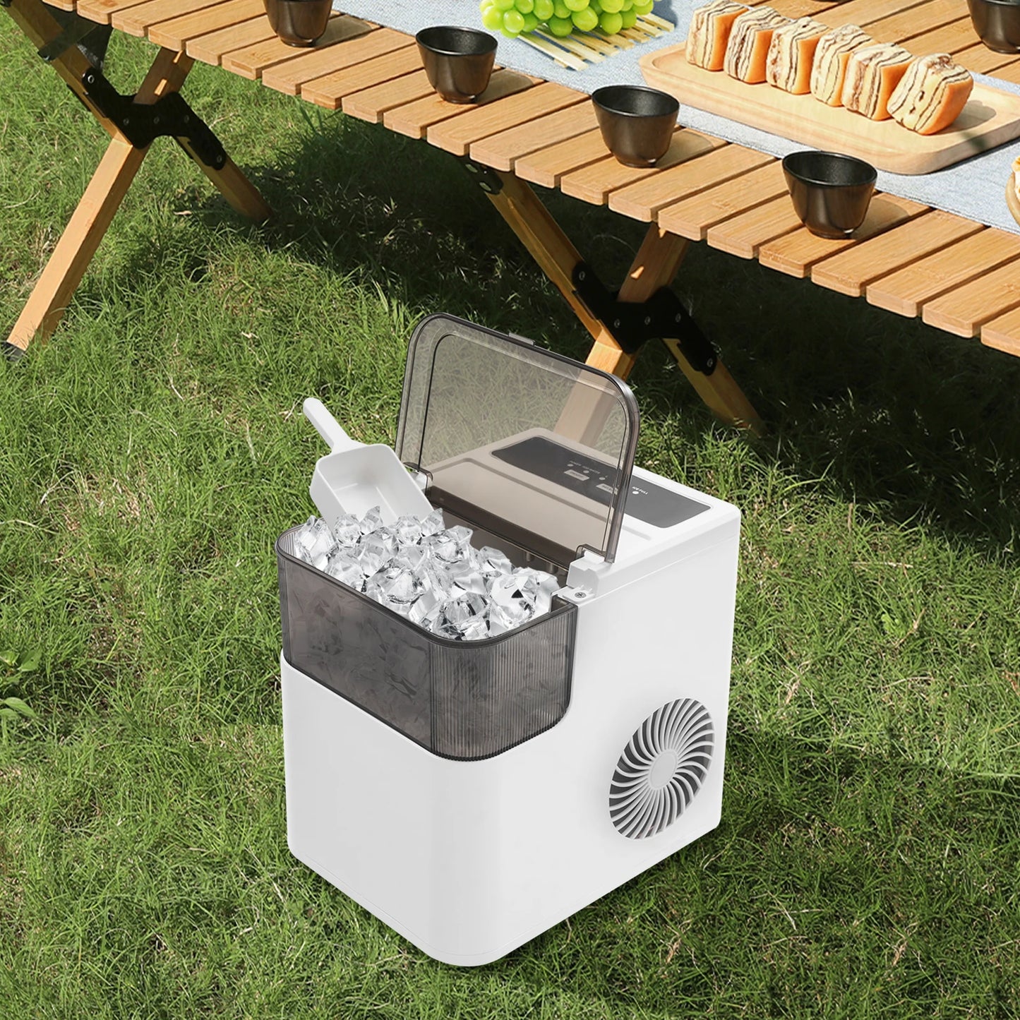 Bymaocar Countertop Ice Maker For Home Use Compact Stainless Steel
