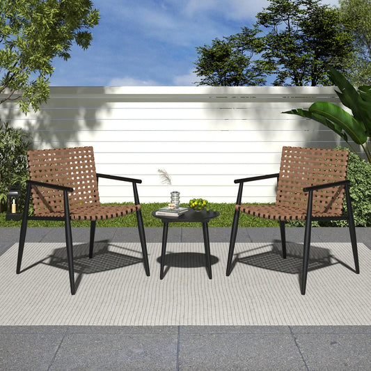 LISM PE Rattan Chat Set Two Chairs With Glass Table