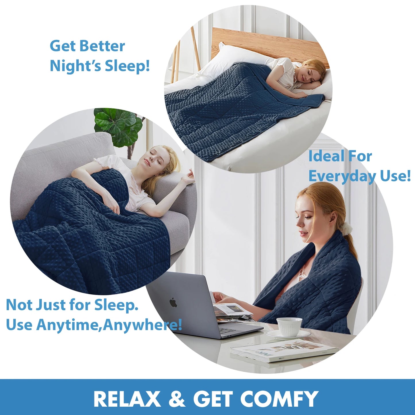 Huloo Sleep All Season Bed Blanket Soft Minky Weighted Throw