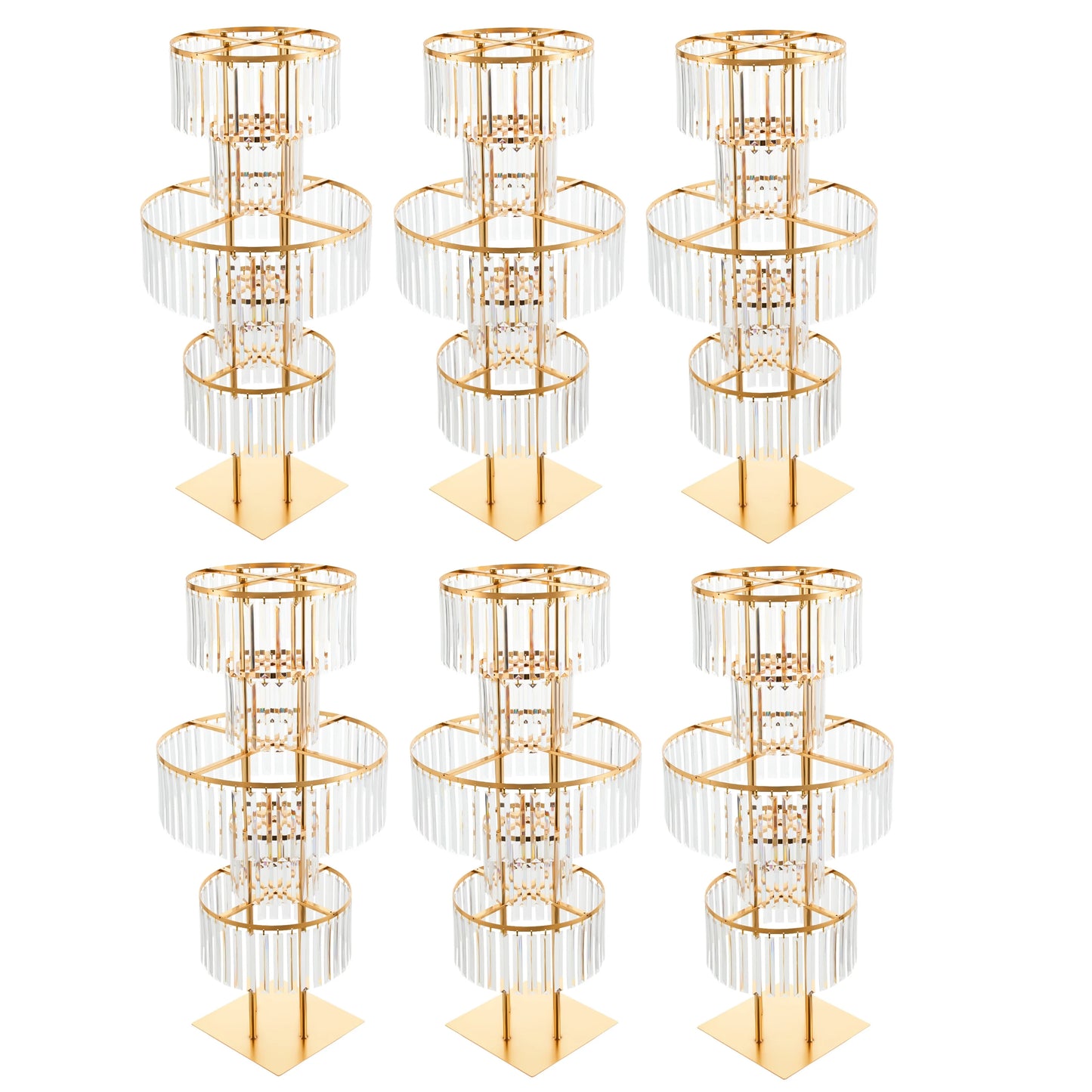 5-Tier Acrylic Crystal Flower Stand For Wedding Centerpieces Iron Frame