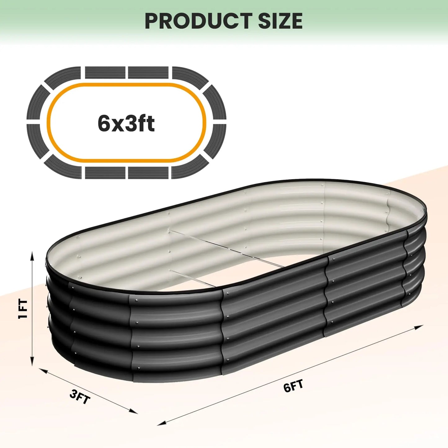HiMISS 2-Pack Galvanized Steel Raised Oval Garden Beds