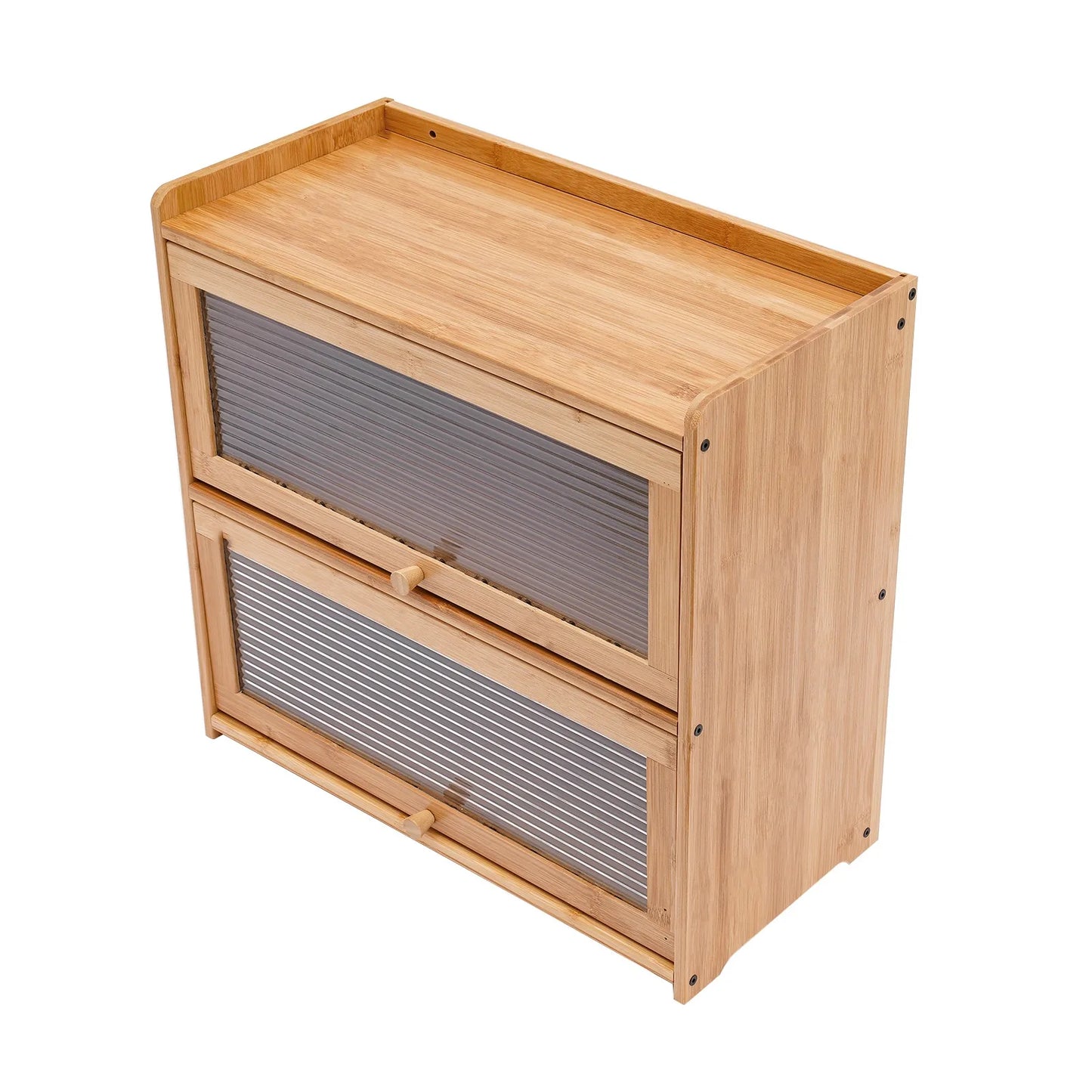 2-Tier Bamboo Kitchen Organizer Cabinet With Clear Acrylic Doors