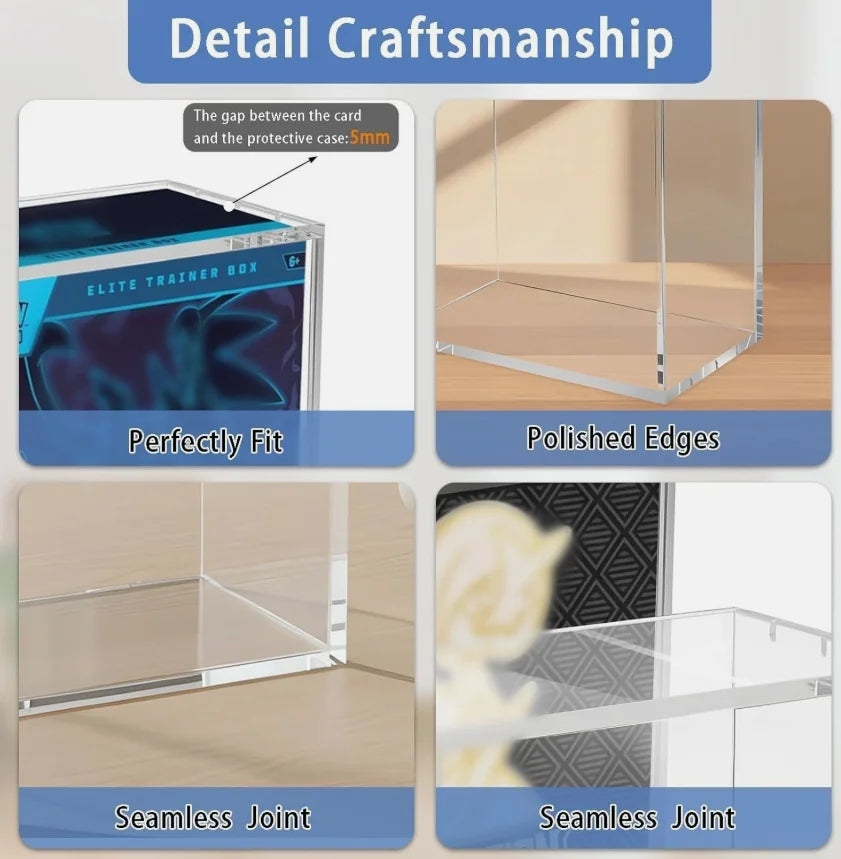 ETB Acrylic Clear Display Case With Magnetic Lid Dustproof Stackable