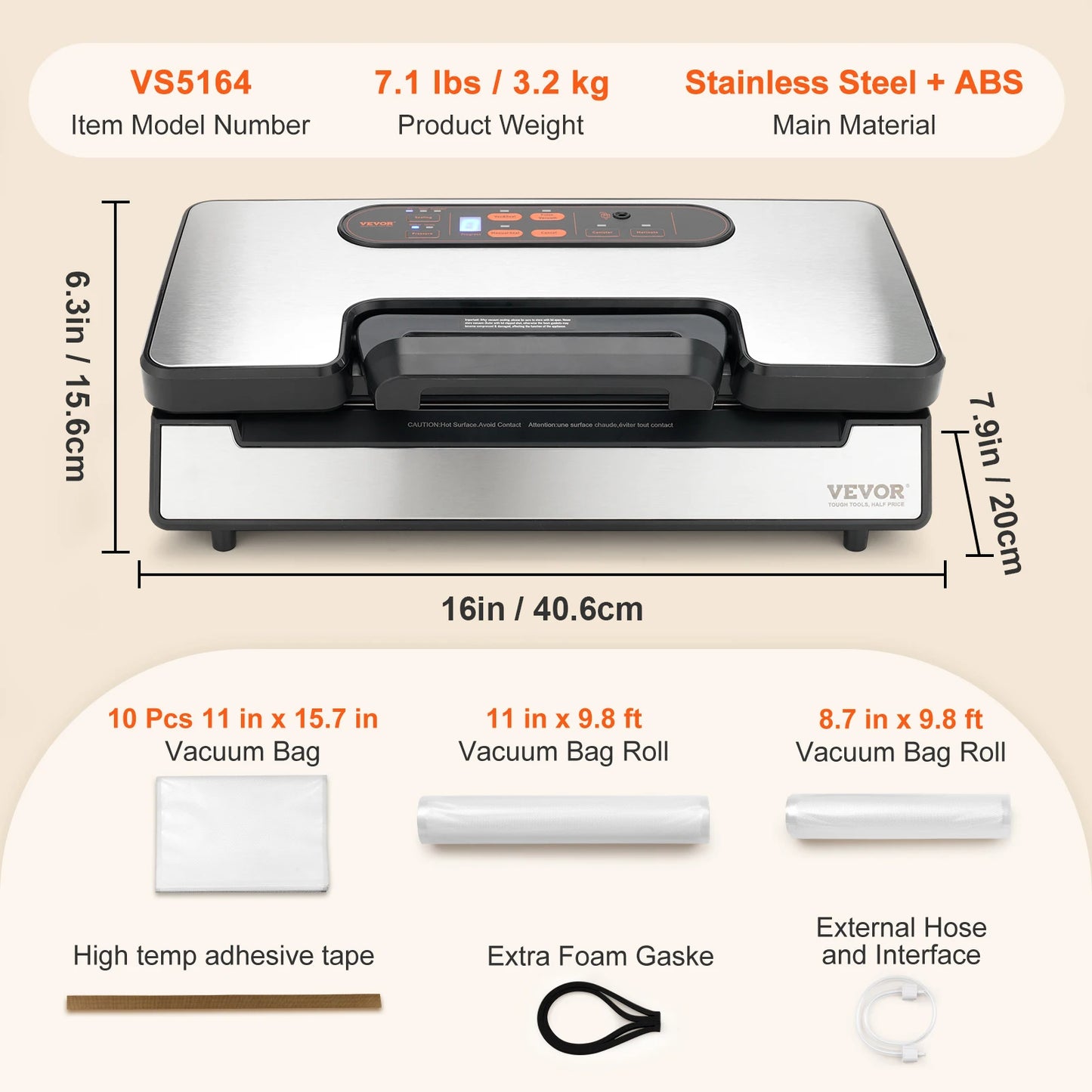 Succebuy Vacuum Sealer 90KPa 130W Free 10 Vacuum Bags
