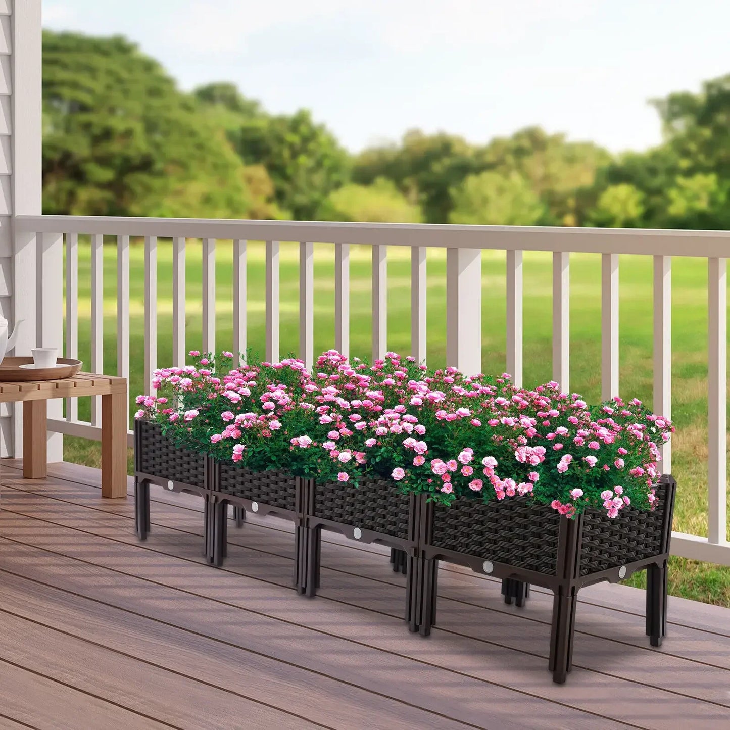 Raised Garden Box Set 4 Piece For Patio And Balcony