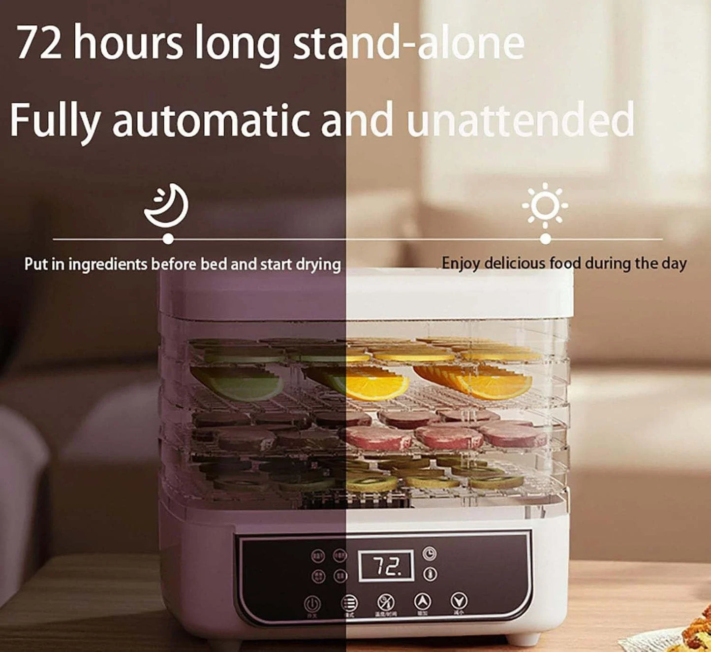 Household Food Dehydrator Dryer With Adjustable Temperature Touch Control