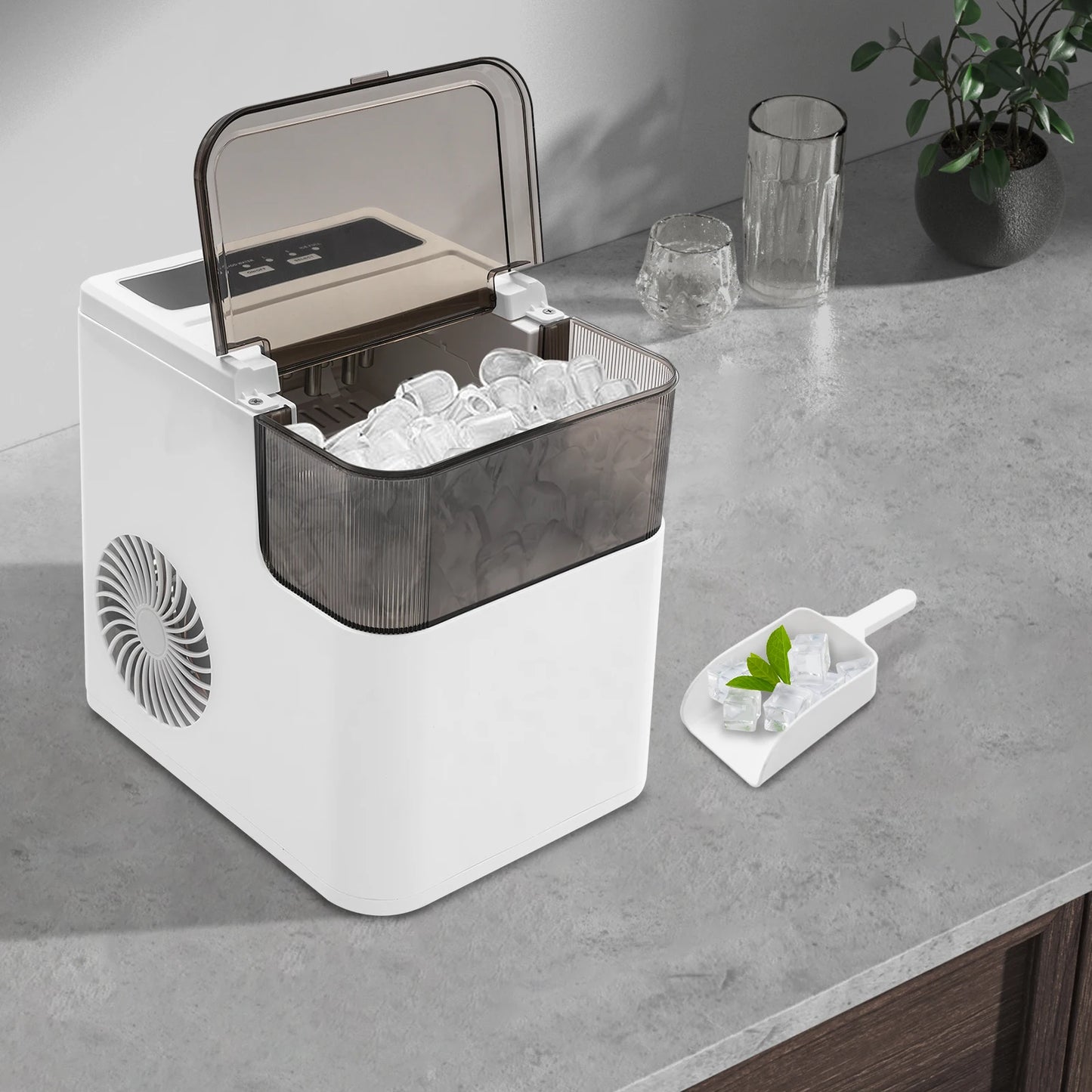Bymaocar Countertop Ice Maker For Home Use Compact Stainless Steel