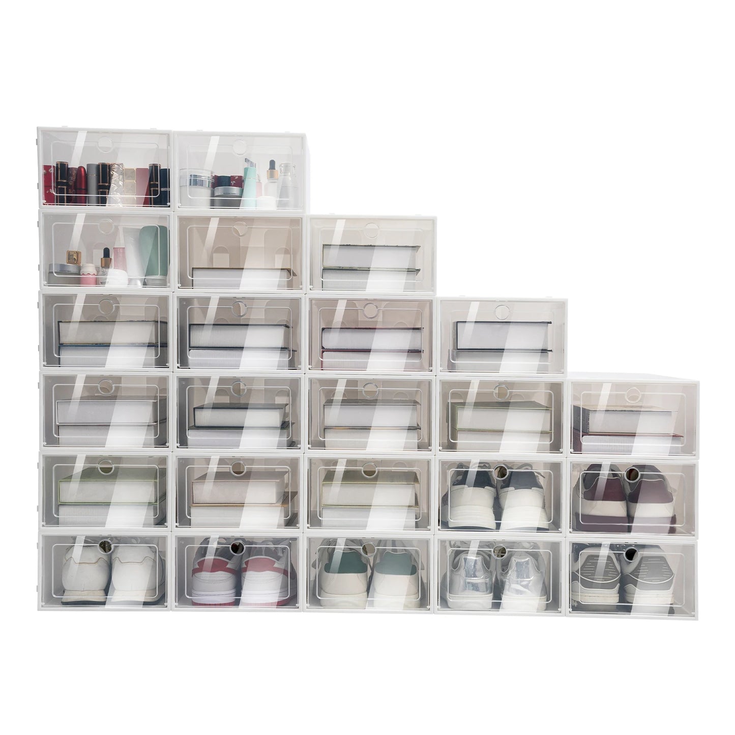 Foldable Flip Shoe Boxes 20 or 24 Pack Clear Plastic