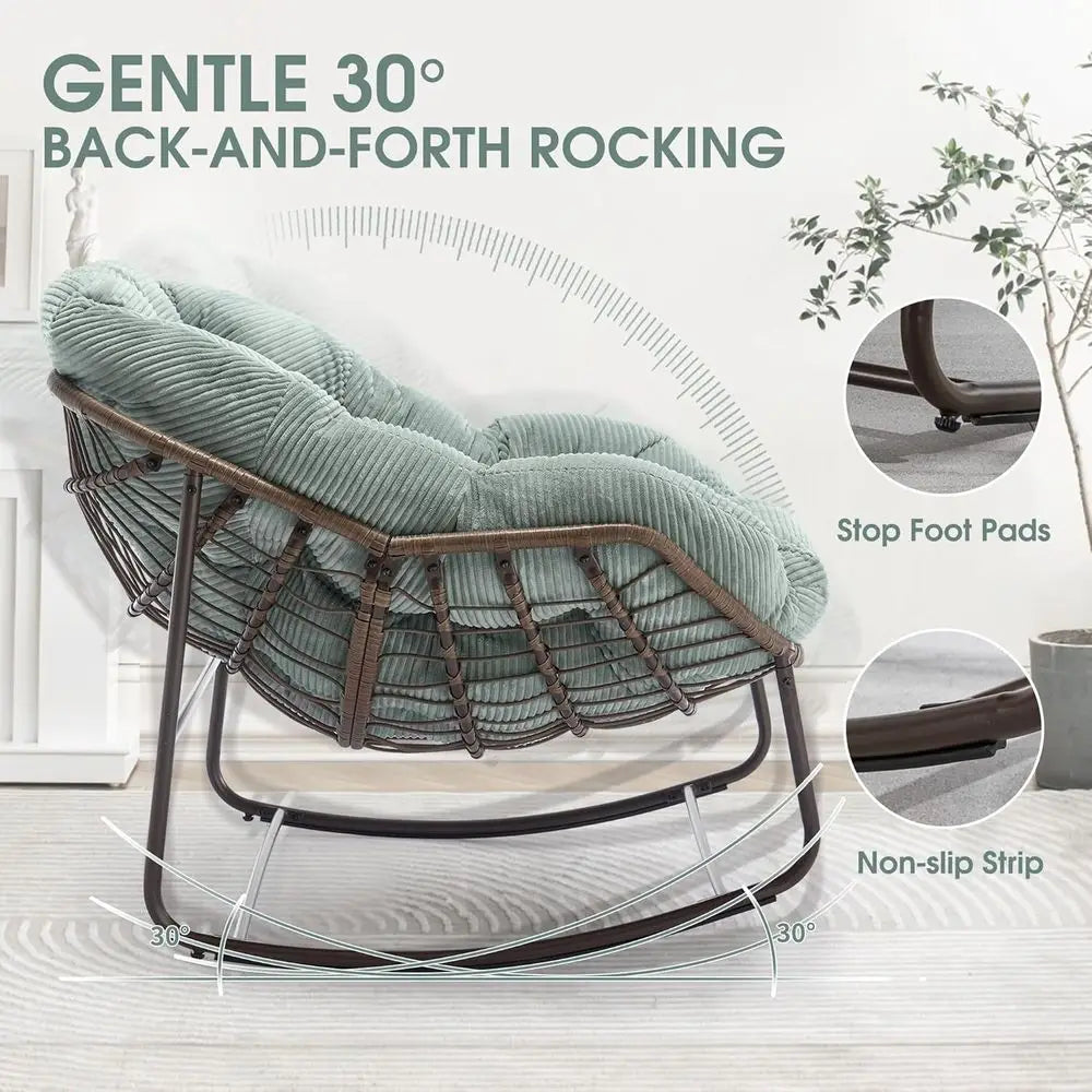 Oversized Papasan Rocking Chair for Outdoor Patio and Indoor Use